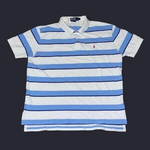 Ralph Lauren Blue and White Striped Polo Shirt